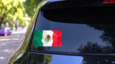 Polygonal Flag Of Mexico Sticker on a Rear Car Window (New) example