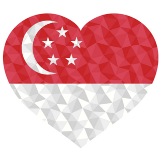 Polygonal Flag Of Singapore Heart Sticker