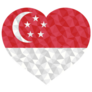 Polygonal Flag Of Singapore Heart Sticker