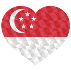 Polygonal Flag Of Singapore Heart Sticker