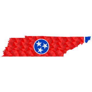 Polygonal Flag Of Tennessee On The State Map Sticker
