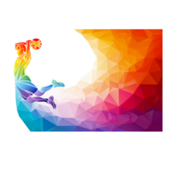 Polygonal Geometric Colorful Jump Shot Basketball Player Sticker