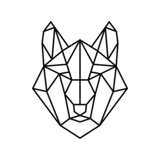 Polygonal Geometric Wolf Head Outline Origami Style Sticker