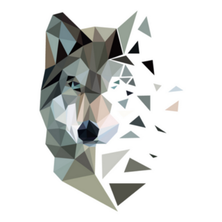 Polygonal Geometric Wolf Head Sticker