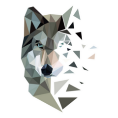Polygonal Geometric Wolf Head Sticker