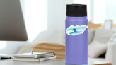 Polygonal Illustration Of Man Slalom Skiing Sticker on a Water Bottle (New) example