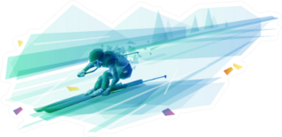Polygonal Illustration Of Man Slalom Skiing Sticker
