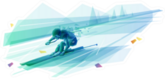 Polygonal Illustration Of Man Slalom Skiing Sticker