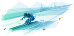 Polygonal Illustration Of Man Slalom Skiing Sticker