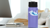 Polygonal Illustration Of Woman Slalom Skiing Sticker on a Water Bottle (New) example