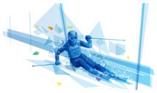 Polygonal Illustration Of Woman Slalom Skiing Sticker