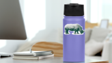 Polygonal Rhinoceros Illustration Sticker on a Water Bottle (New) example
