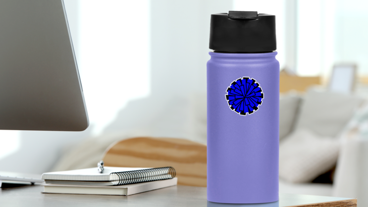 Pom Pom Art Sticker on a Water Bottle (New) example