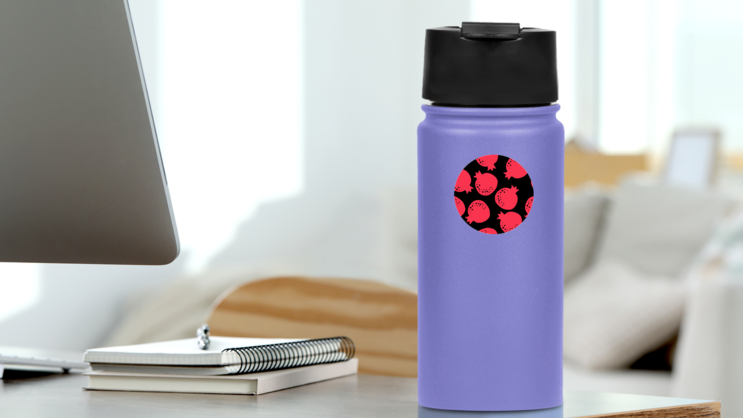 Pomegranate Background Fruit Seamless Pattern Sticker on a Water Bottle (New) example