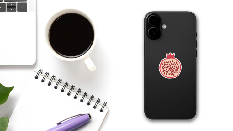 Pomegranate Drawing Symbol For Jewish New Year Sticker on a Phone (New) example