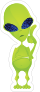 Pondering Green Alien Sticker