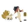 Poodle And Woman On Run Sticker