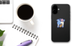 Poodle Boho Sticker on a Phone (New) example