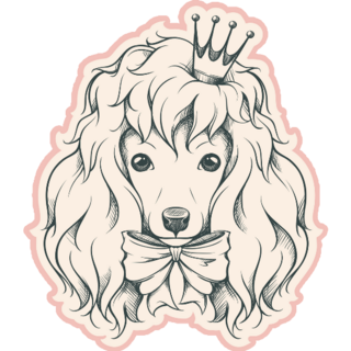 Poodle Crown & Bow Sticker