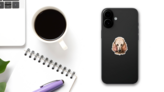 Poodle Dog Portrait Sticker on a Phone (New) example