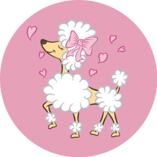 Poodle Pink Cartoon Sticker