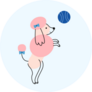 Poodle Playing Ball Sticker
