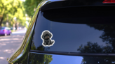Poodle Puppy Black Sticker on a Rear Car Window (New) example