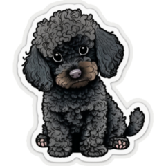 Poodle Puppy Black Sticker