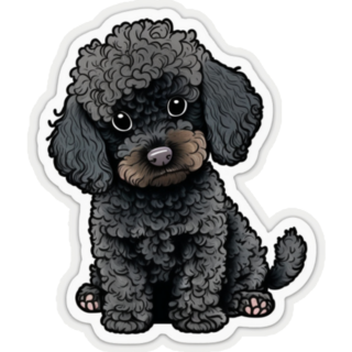 Poodle Puppy Black Sticker