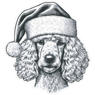 Poodle Santa Sticker