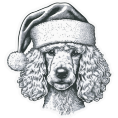 Poodle Santa Sticker