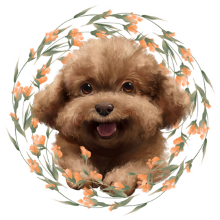 Poodle Wreath Sticker