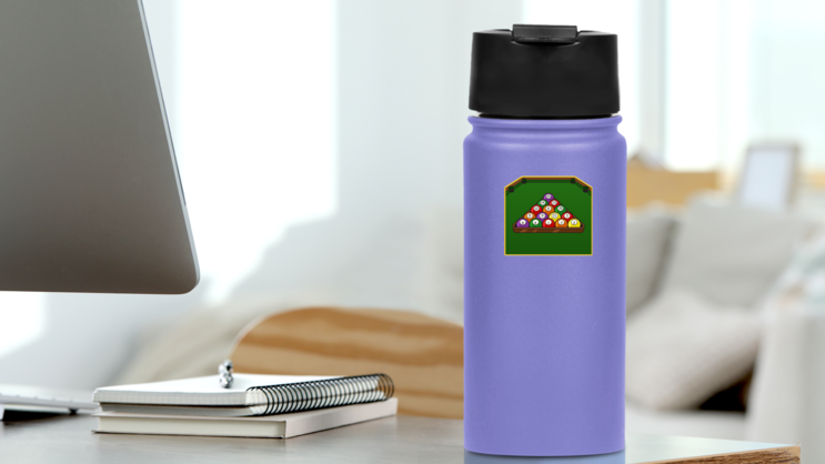 Pool Billiard Table Sticker on a Water Bottle (New) example
