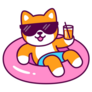 Pool Float Shiba Inu Sticker