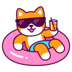 Pool Float Shiba Inu Sticker