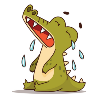 Poor Little Crocodile Crying Sticker