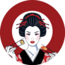 Pop Art Beautiful Japanese Woman Chopsticks With Sushi Sticker