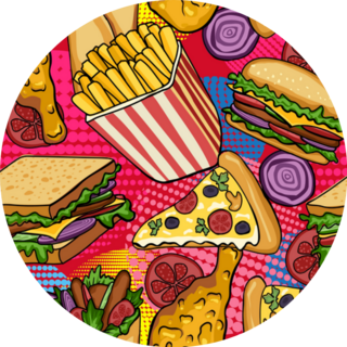 Pop Art Fast Food Pizza Hamburger Sticker