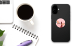 Pop Art Female Hairdressers Hands Cutting Hair Sticker on a Phone (New) example