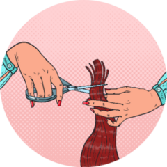 Pop Art Female Hairdressers Hands Cutting Hair Sticker