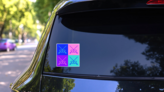 Pop Art Fencing Sticker on a Rear Car Window (New) example