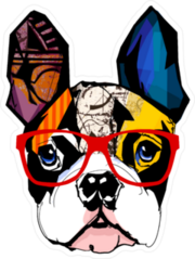 Pop Art French Bulldog Wearing Glasses Stickers