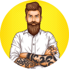 Pop Art Illustration Of Brutal Bearded Man Sticker