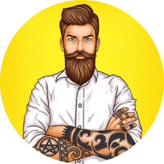 Pop Art Illustration Of Brutal Bearded Man Sticker