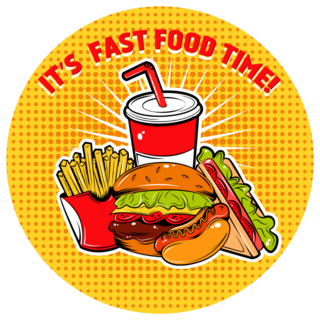 Pop Art Its A Fast Food Time Sticker