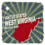 Pop Art Label With Map Of West Virginia  Illustration Sticker