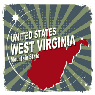 Pop Art Label With Map Of West Virginia  Illustration Sticker