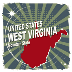 Pop Art Label With Map Of West Virginia  Illustration Sticker