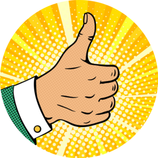 Pop Art Male Hand Thumb Up Yellow Sticker