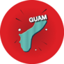 Pop Art Map Of Guam On Red Sticker